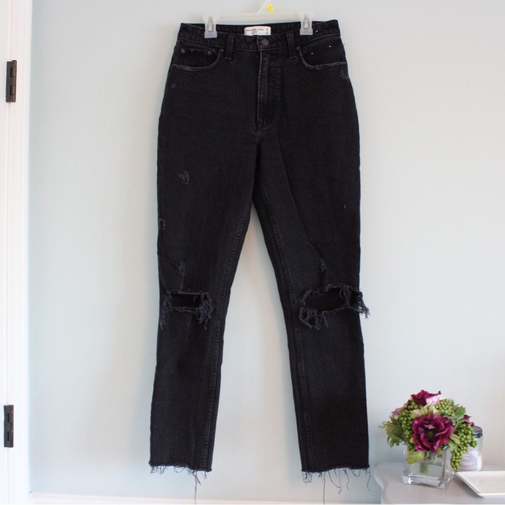 Abercrombie & Fitch Ripped Black Jeans - The Skinny, High Rise, Sz 26